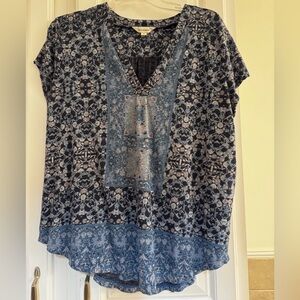 Lucky Brand Women's Blue Floral Blouse